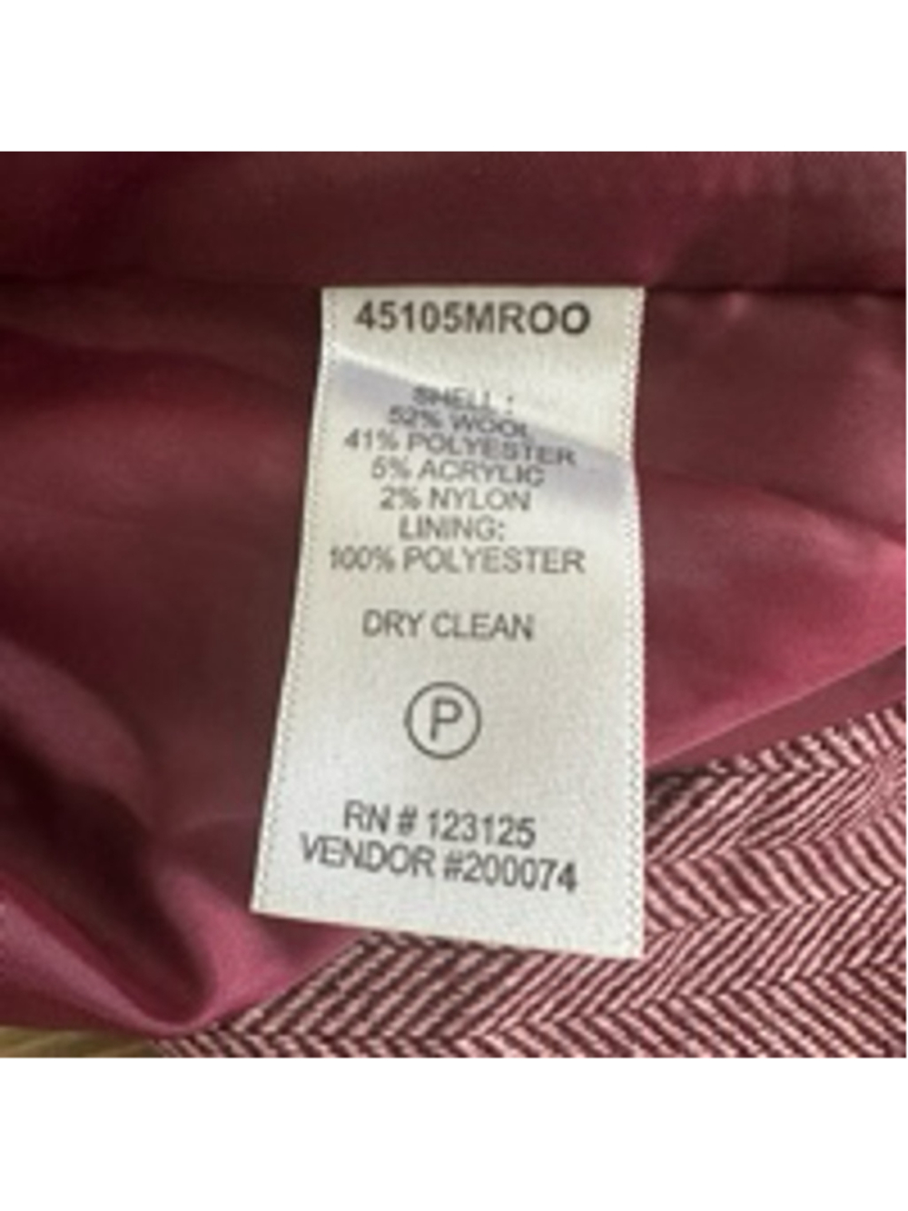 JG Hook Wool Pencil Skirt Womens 6 Burgundy Herringbone Career Skirt - Picture 7 of 9